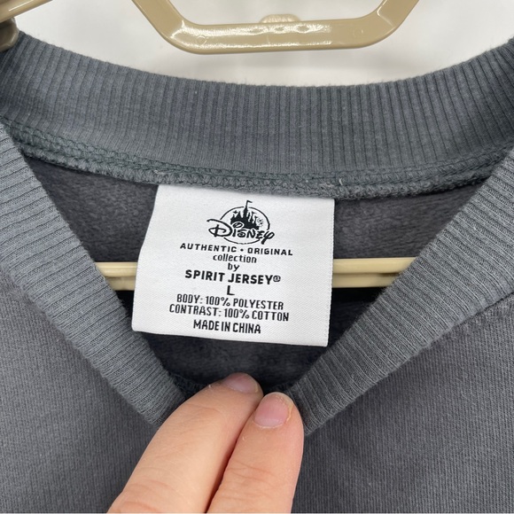 Walt Disney World Gray Velour Plush Spirit Jersey Pullover Sweatshirt Top - Picture 10 of 12